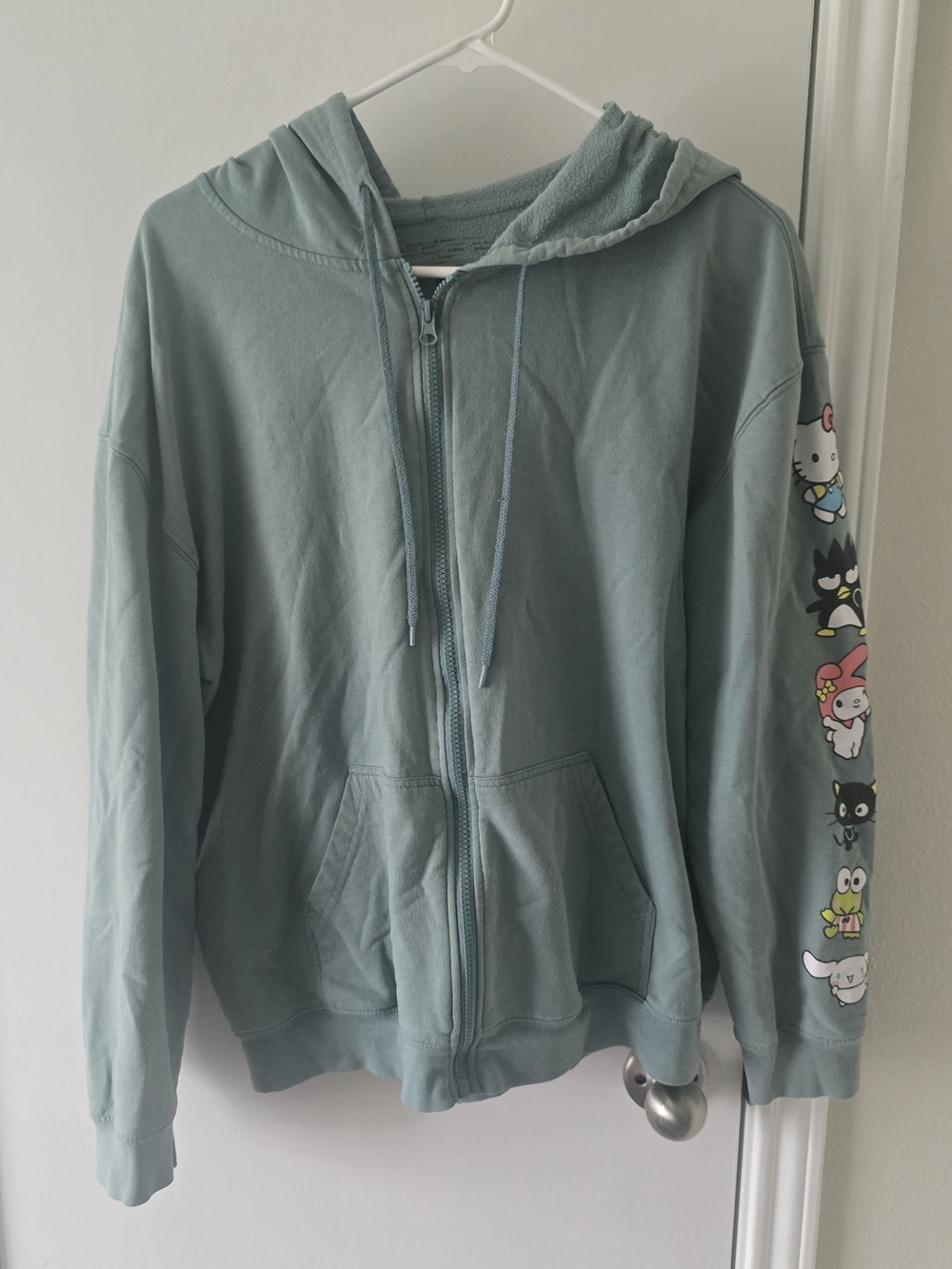 Sanrio Green Heather Zip-Up Hoodie with Character Print